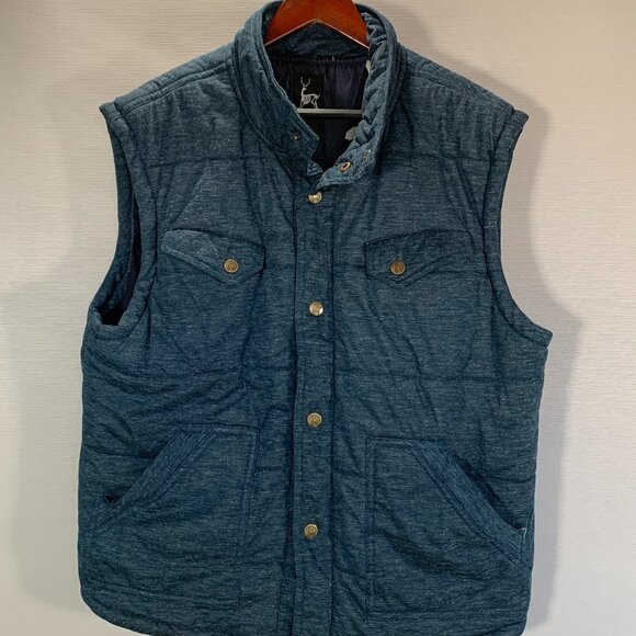 Kane & Unke Vest Mens 2XL Blue Snap Front Sleeveless Quilted Pockets Lined - Picture 1 of 11